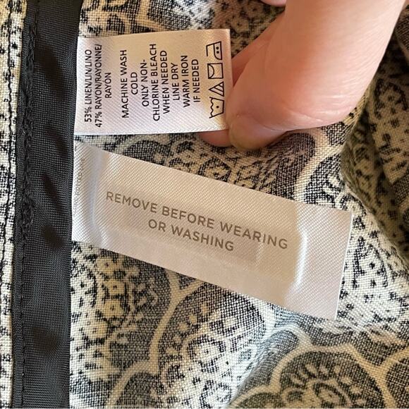 LOFT 6 mini skirt black white business casual floral professional work wear - Picture 7 of 8